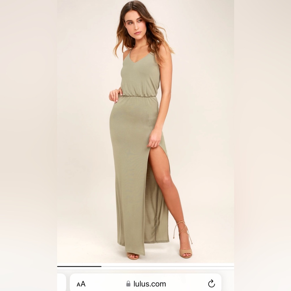 Lulus Watch the Sunset Washed Olive Green Stretch Cami Sleeveless Maxi Dress